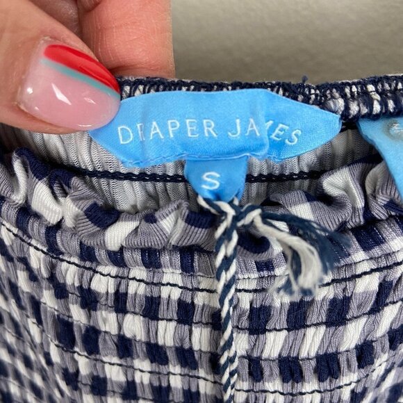 DRAPER JAMES | Jo Dee Navy Gingham Babydoll Dress Small Cottagecore - Picture 10 of 11